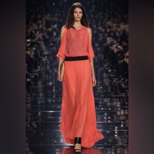 BCBGMAXAZRIA “Paloma” Coral Chiffon Silk Dress – 2013 Runway | Size XXS